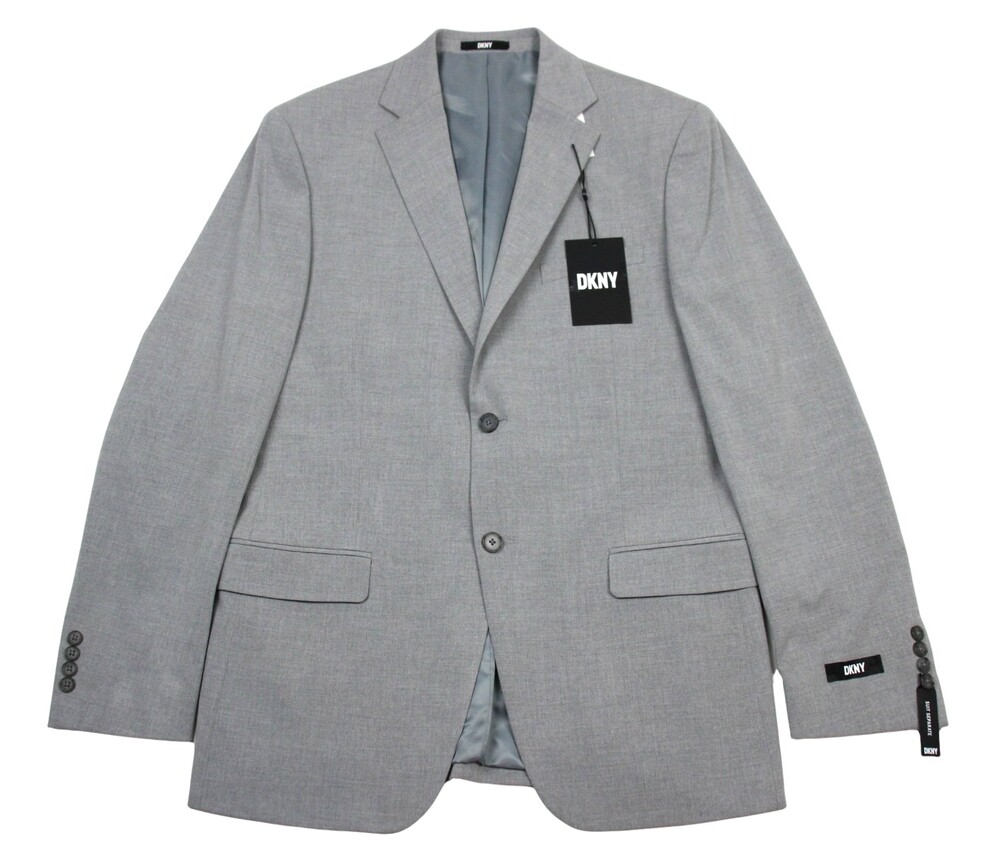 DKNY Duran Suit Jacket Mens 41 R Solid Light Grey Stretch Modern Fit Two Button